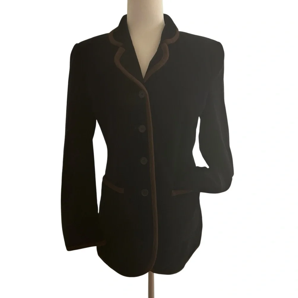 Laura Ashley Vintage Black Velvet Jacket/Blazer womens size 6 classic academia